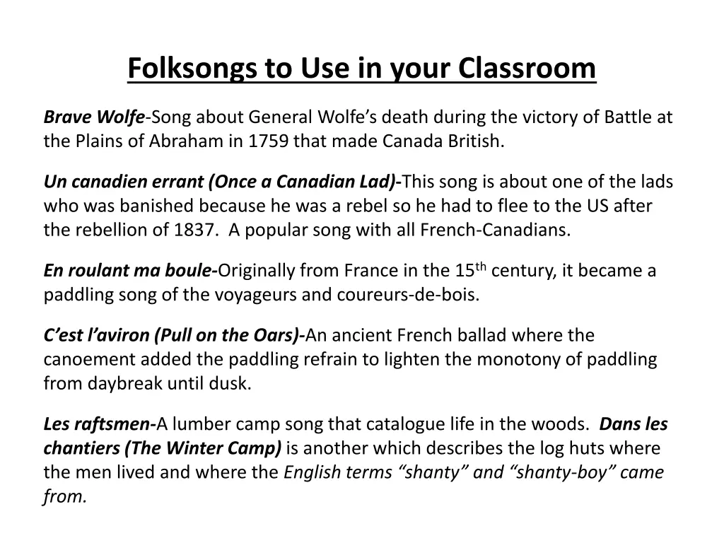 folksongs to use in your classroom