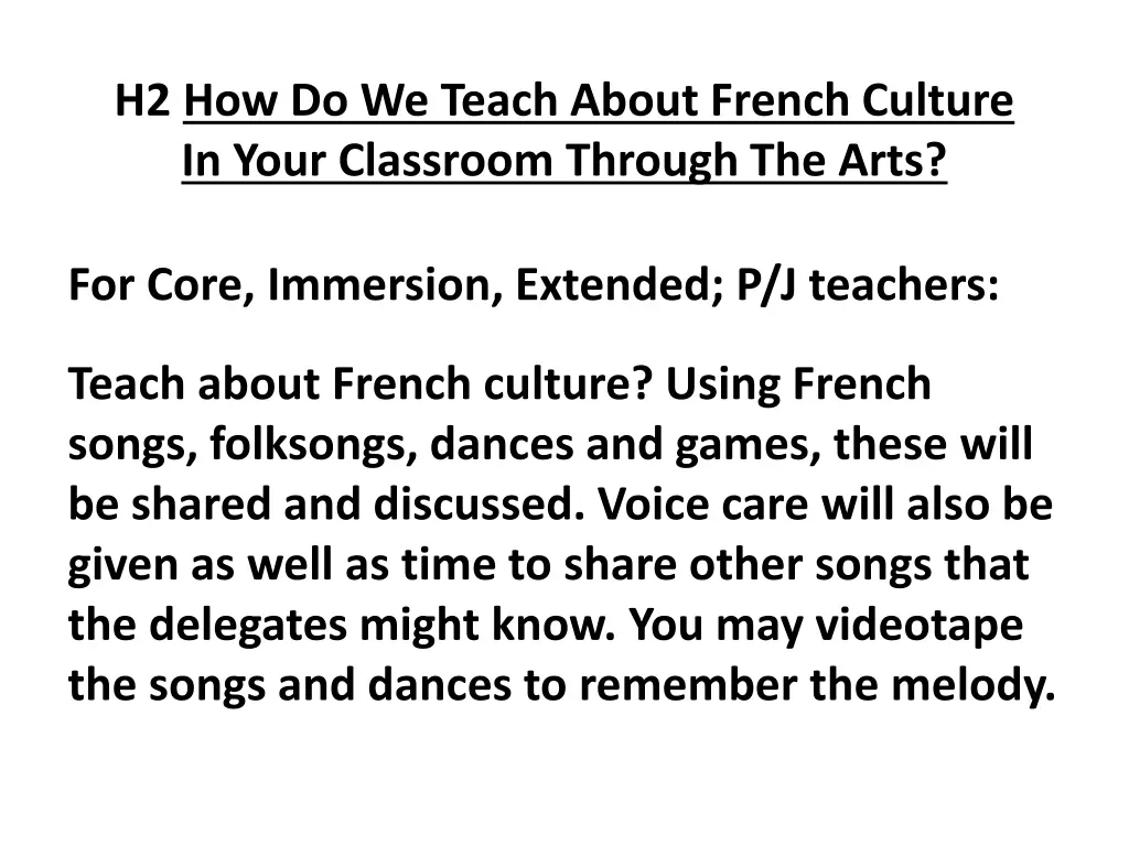 h2 how do we teach about french culture in your 1