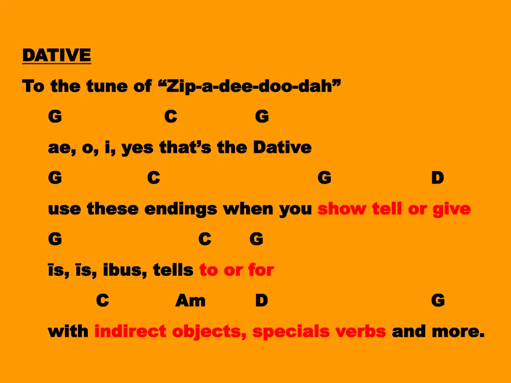 dative dative to the tune of zip to the tune