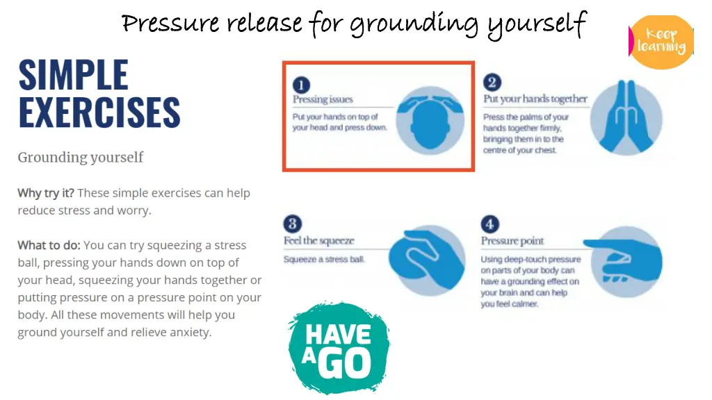 pressure release for grounding yourself pressure