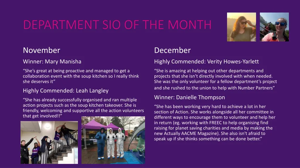 department sio of the month