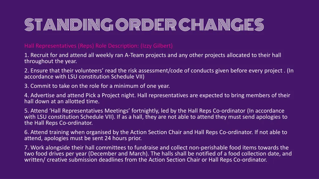 standing order changes 1