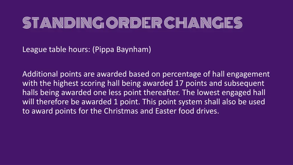 standing order changes 2