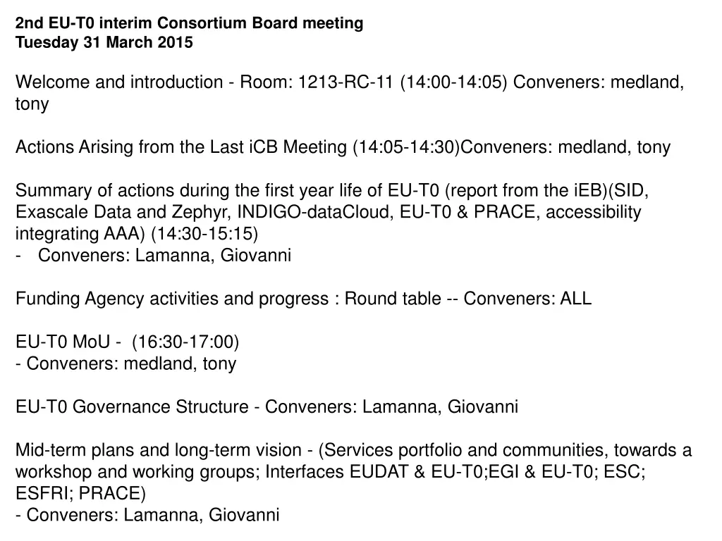 2nd eu t0 interim consortium board meeting