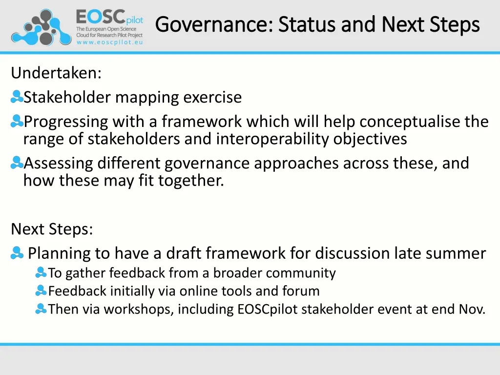 governance status and next steps governance