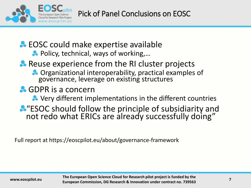 pick of panel conclusions on eosc pick of panel