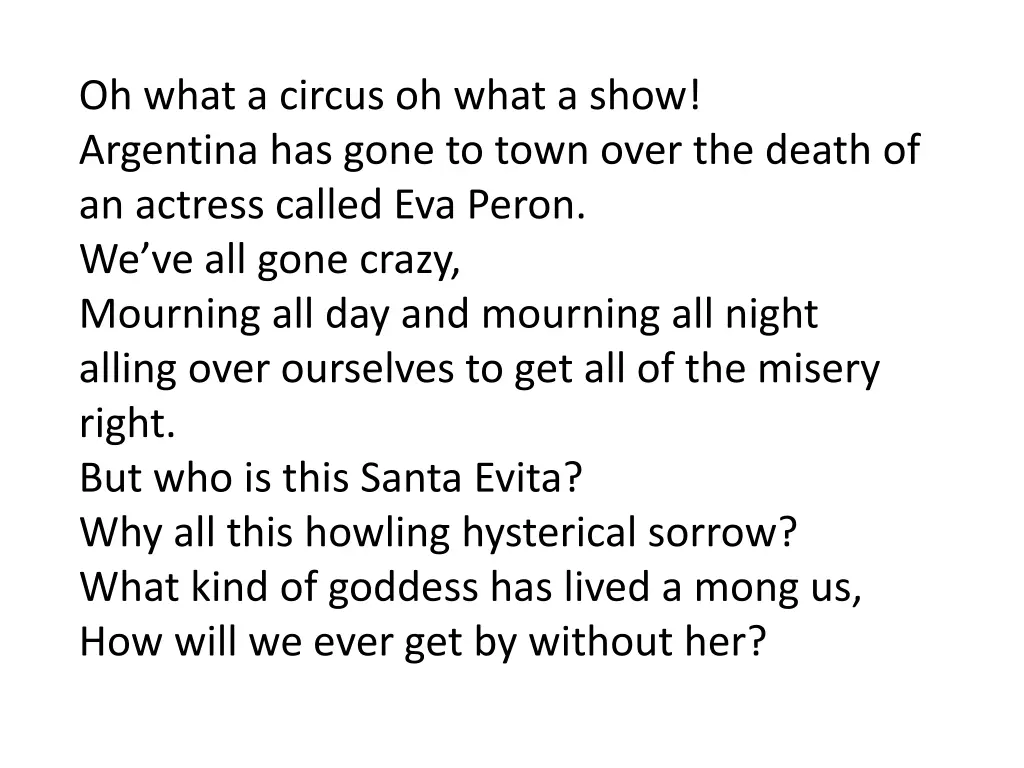 oh what a circus oh what a show argentina