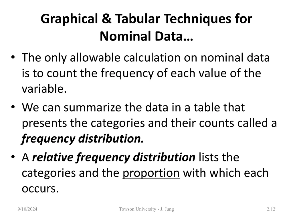 graphical tabular techniques for nominal data