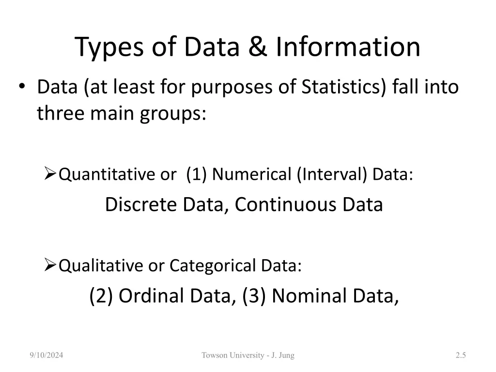 types of data information data at least