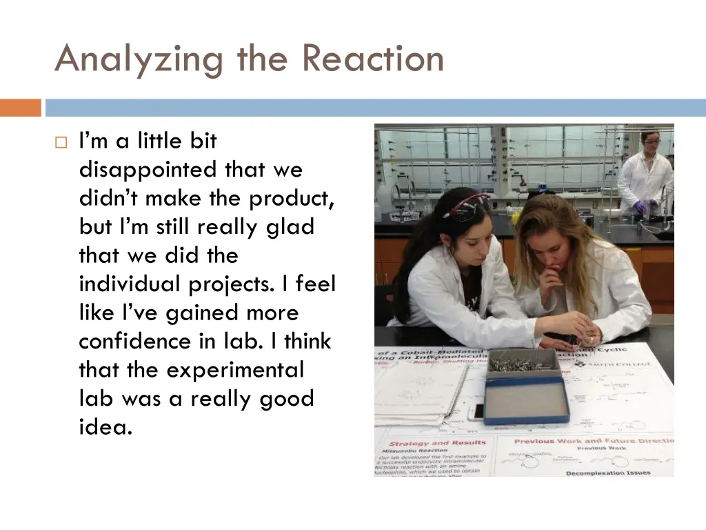 analyzing the reaction