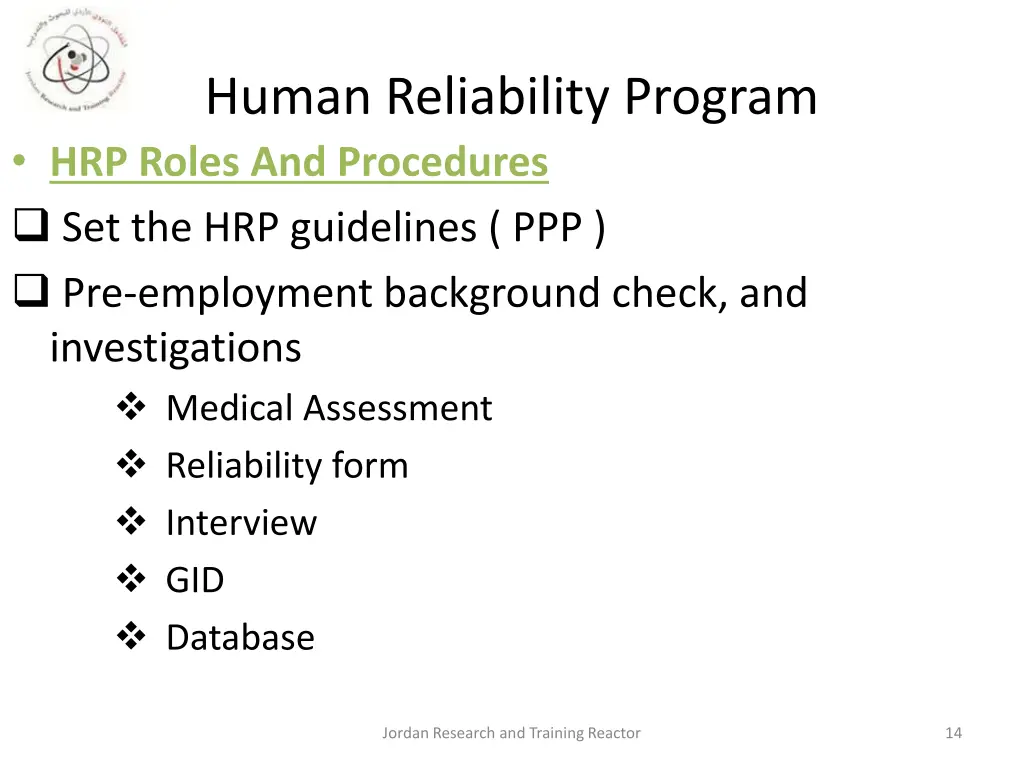 human reliability program hrp roles