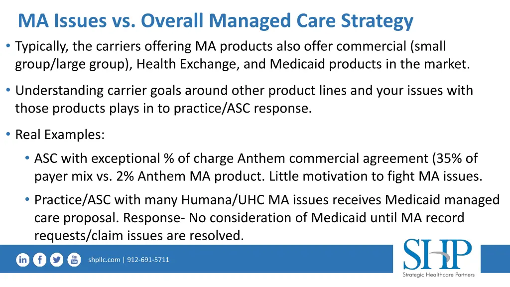 ma issues vs overall managed care strategy