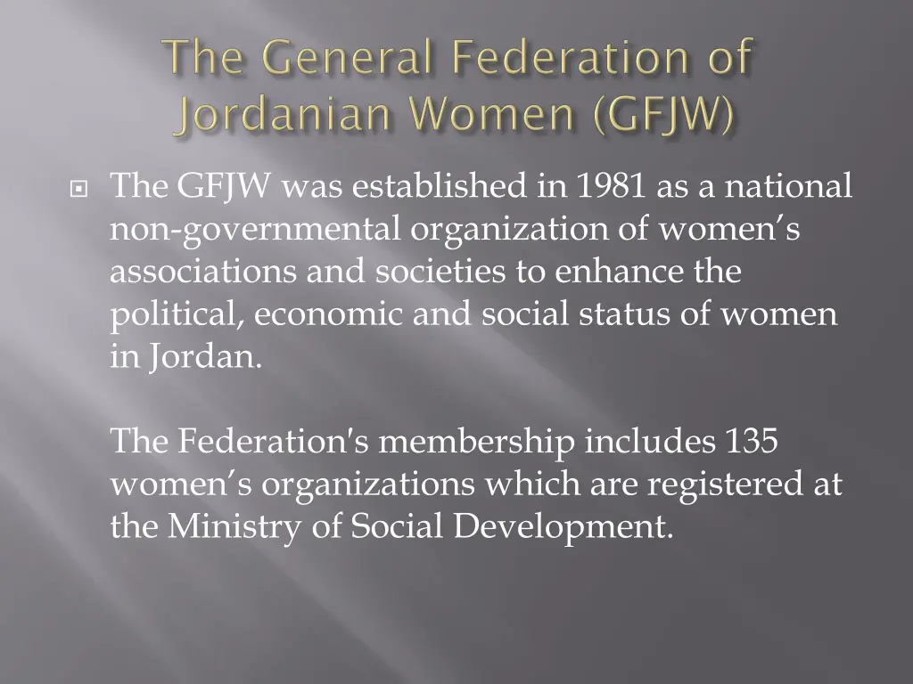 the gfjw was established in 1981 as a national