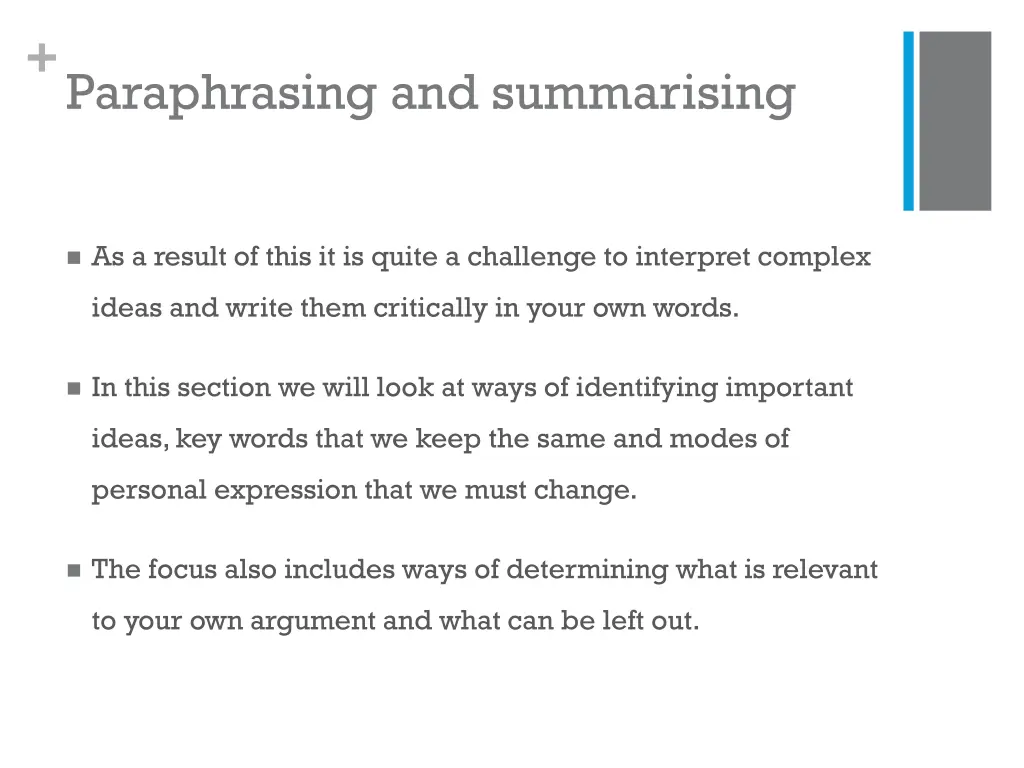 paraphrasing and summarising