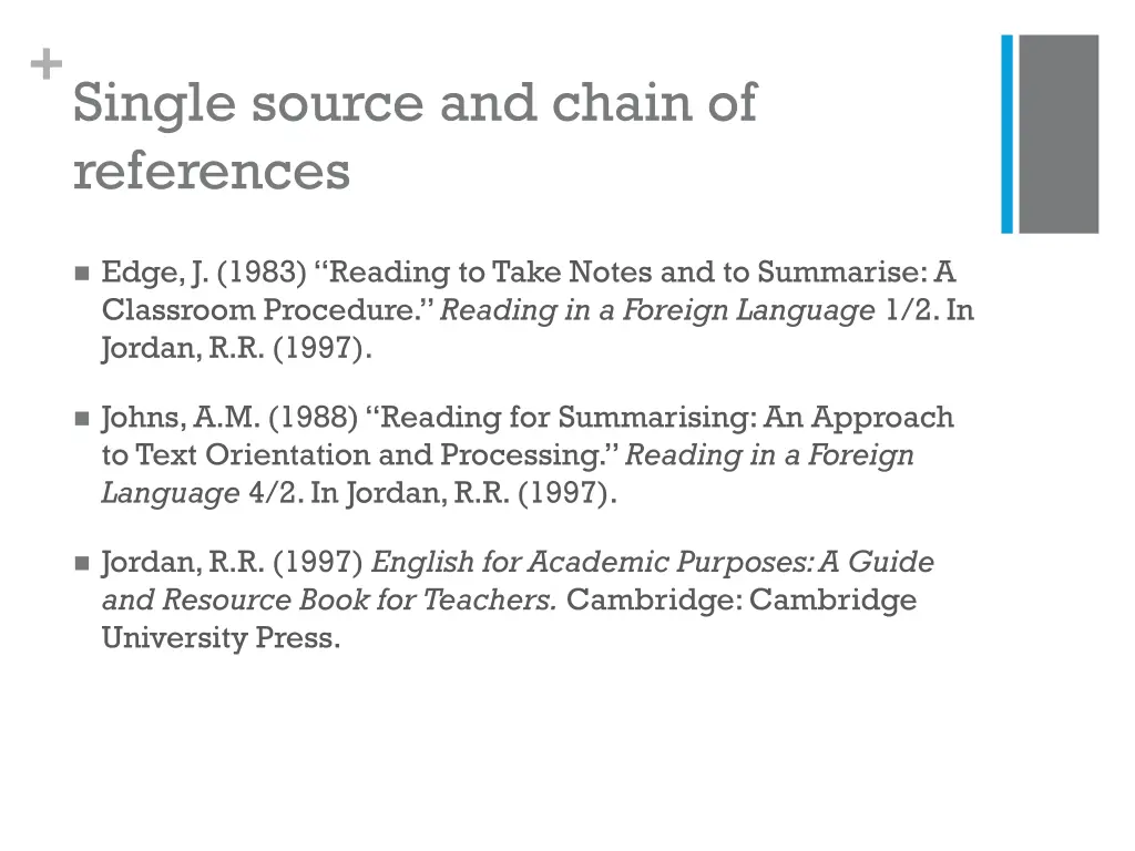 single source and chain of references