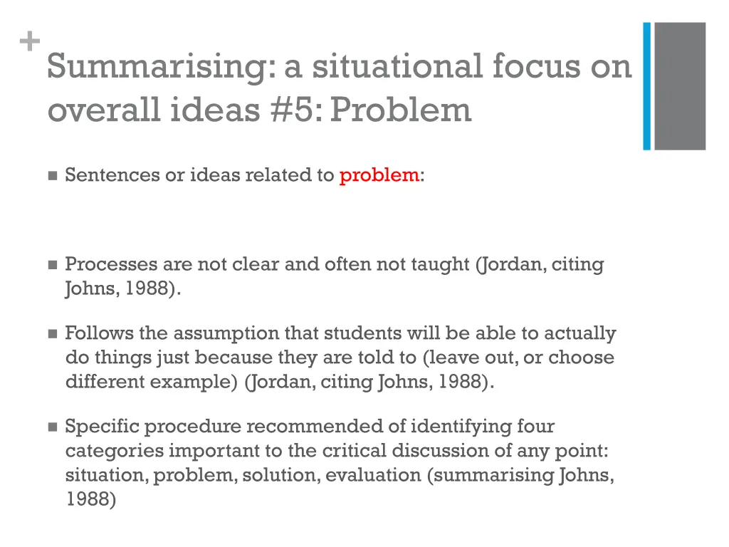 summarising a situational focus on overall ideas 4