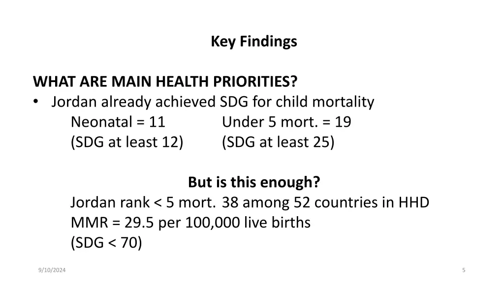 key findings