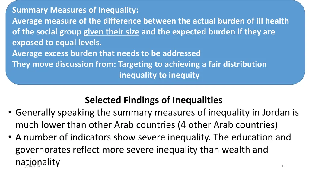 summary measures of inequality average measure