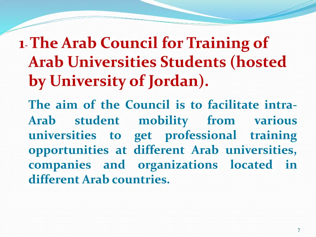 1 the arab council for training of arab