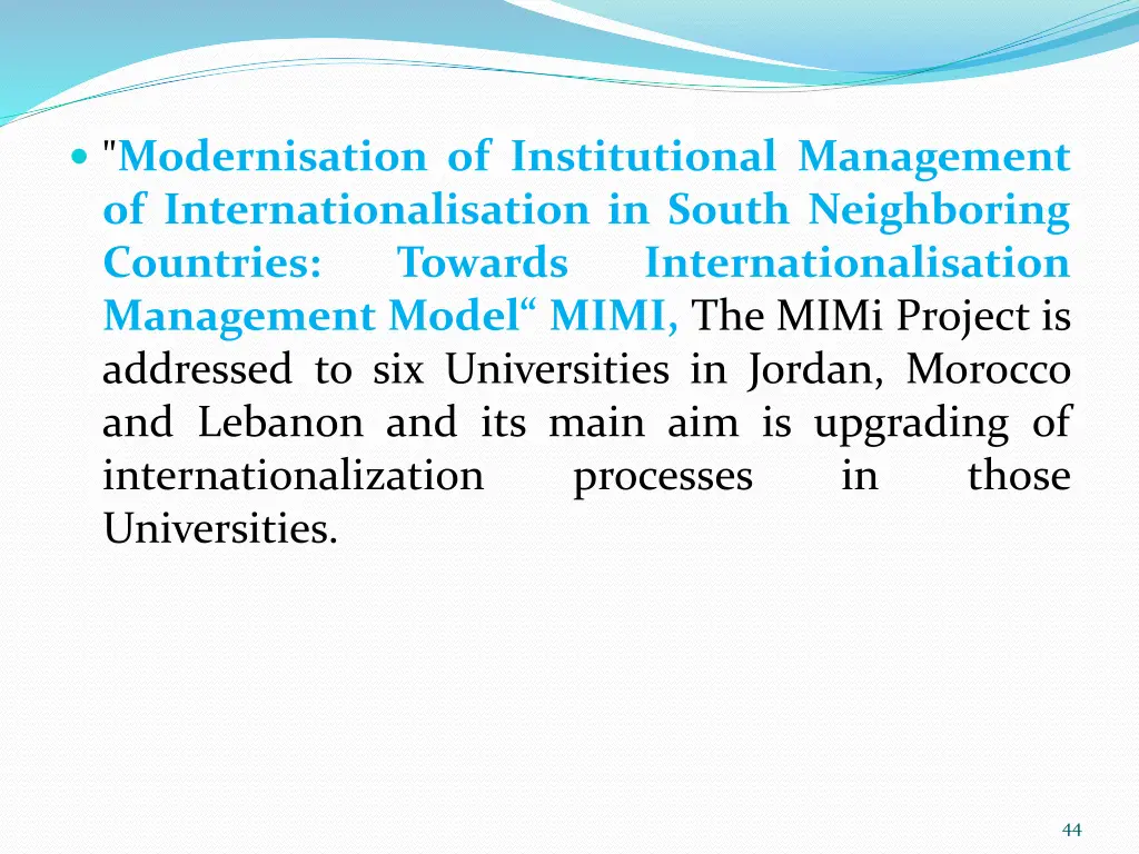 modernisation of institutional management