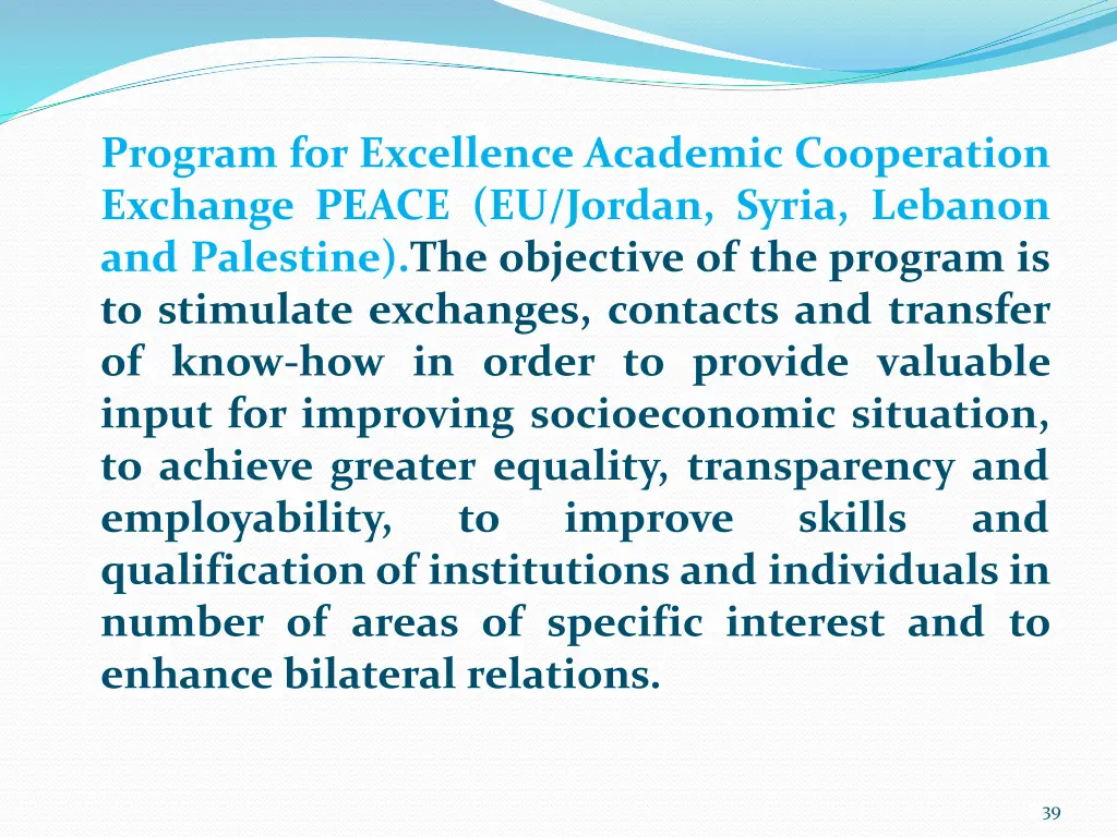 program for excellence academic cooperation