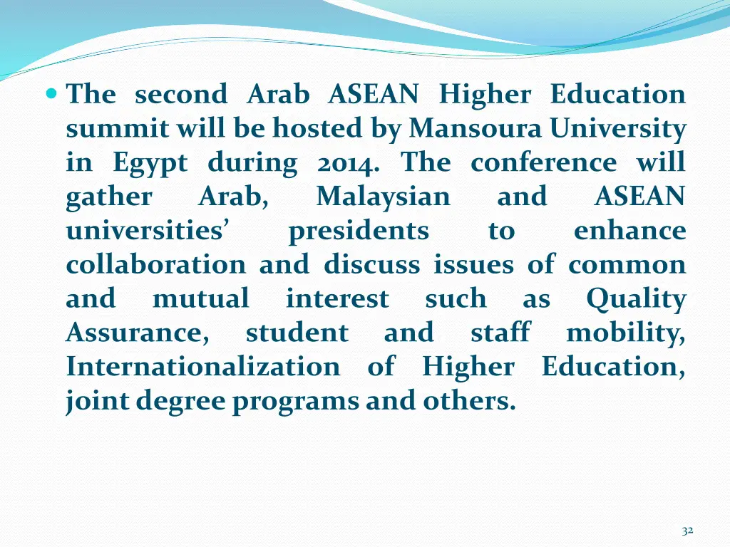 the second arab asean higher education summit