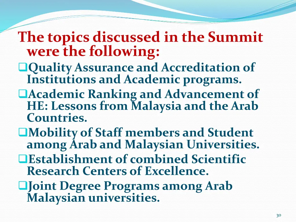 the topics discussed in the summit were