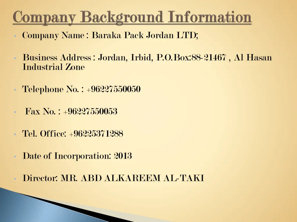 company name baraka pack jordan ltd