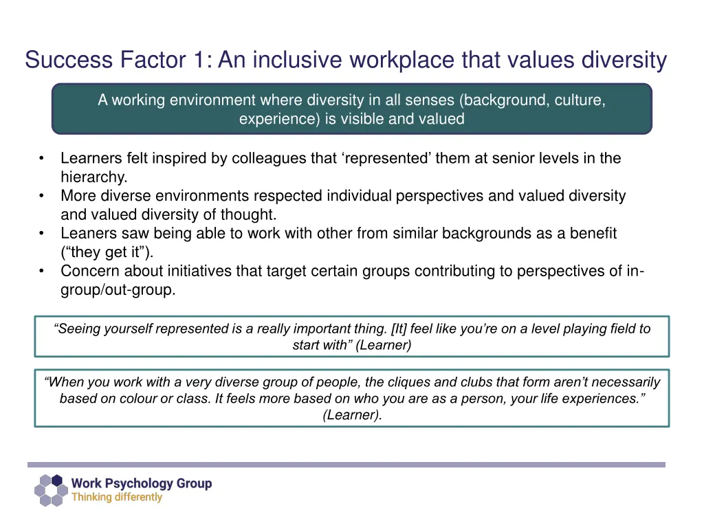 success factor 1 an inclusive workplace that