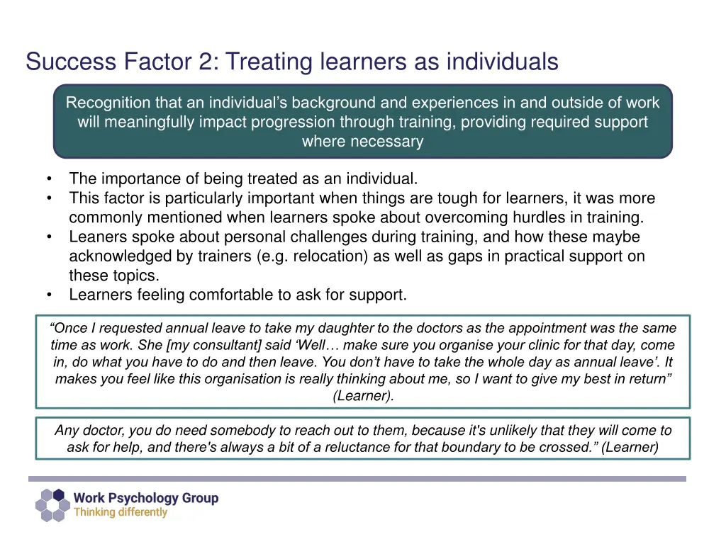 success factor 2 treating learners as individuals