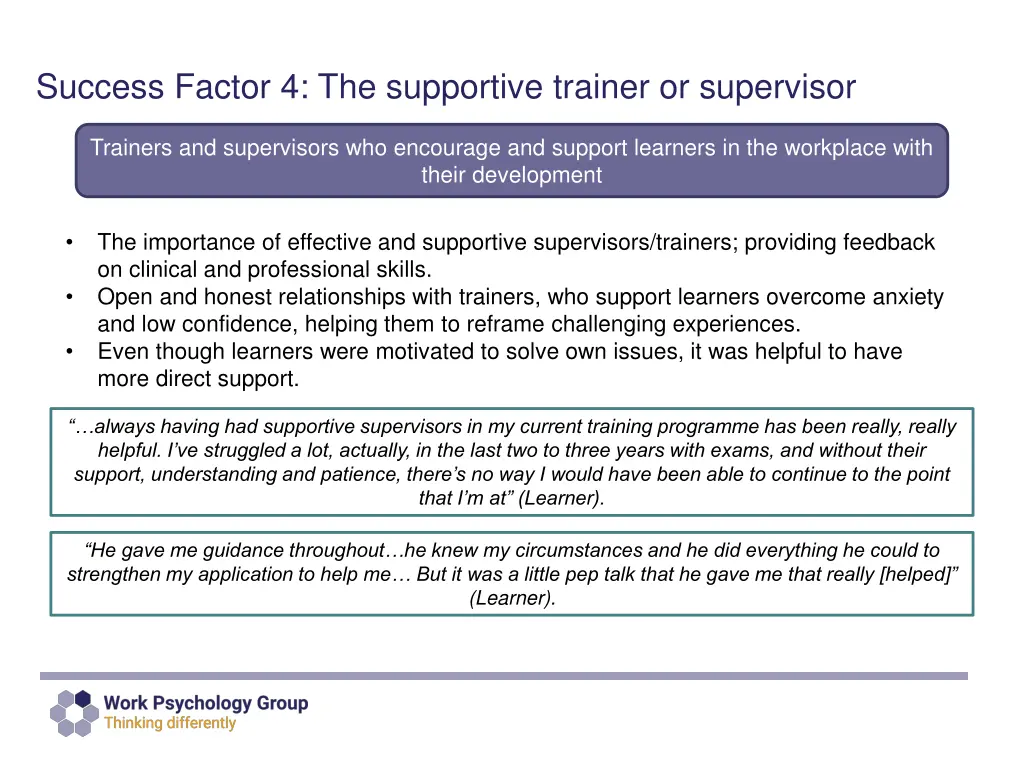 success factor 4 the supportive trainer