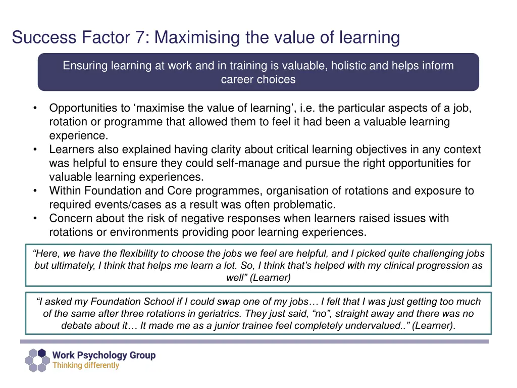 success factor 7 maximising the value of learning