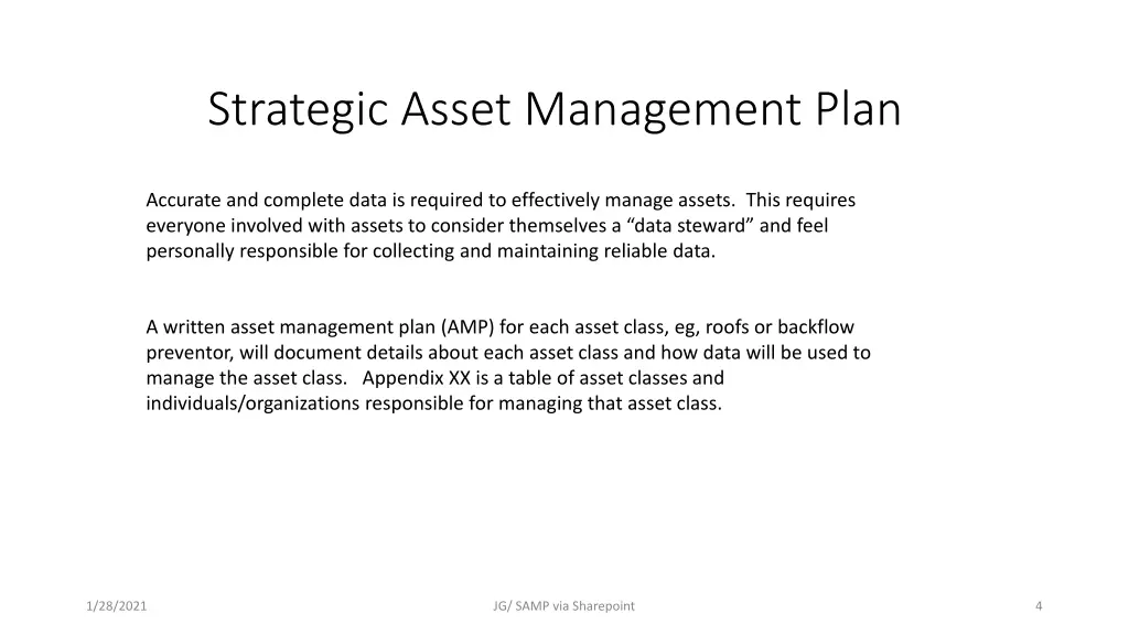 strategic asset management plan