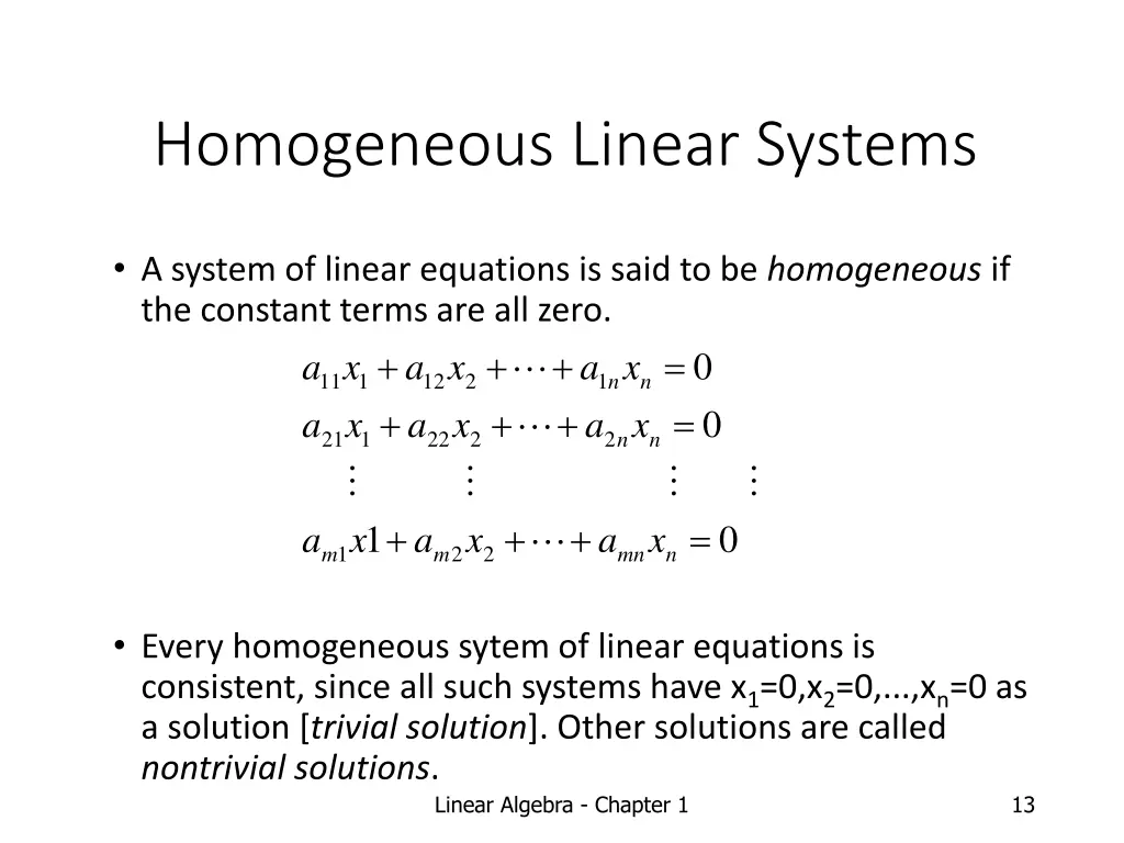 homogeneous linear systems