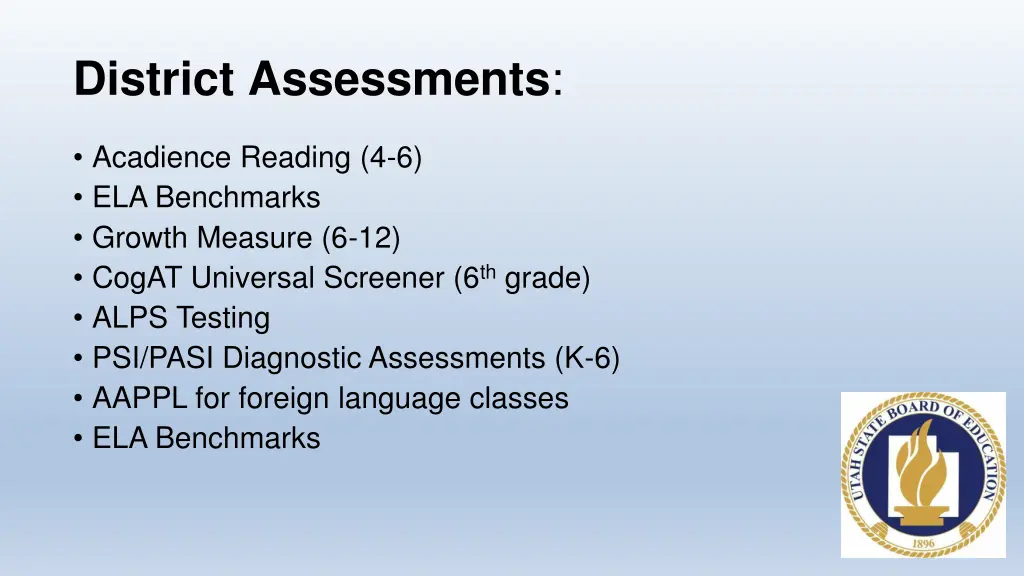 district assessments