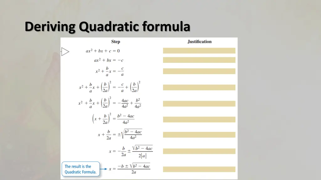 deriving quadratic formula