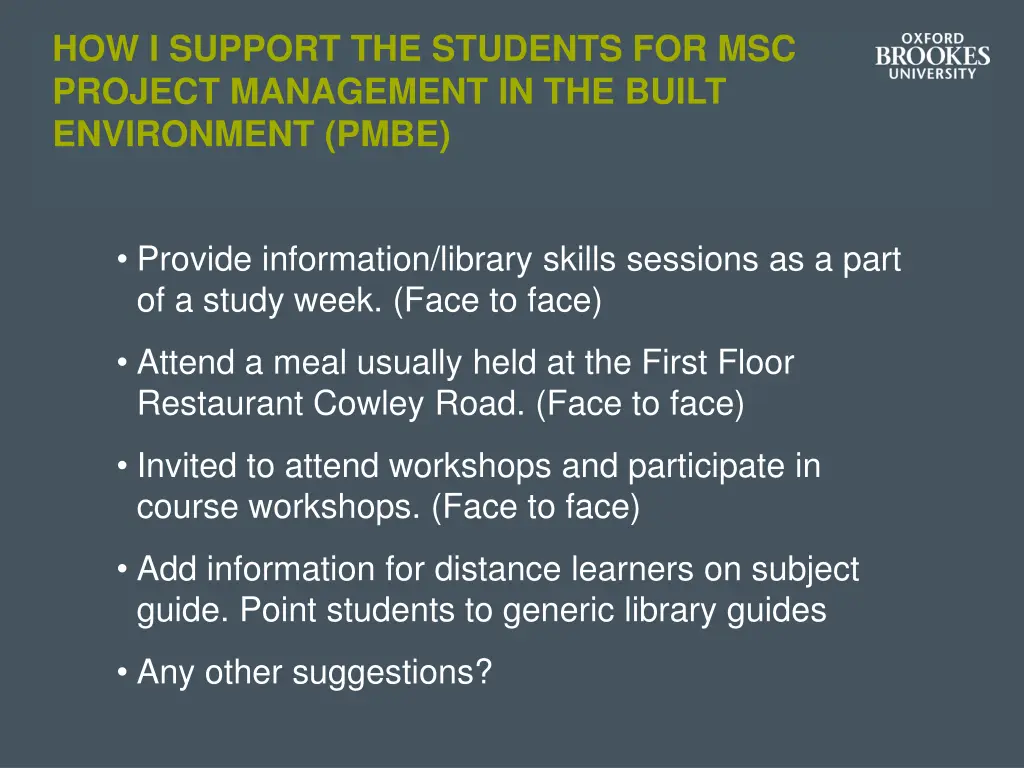 how i support the students for msc project