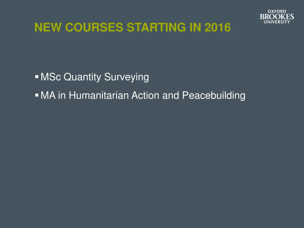 new courses starting in 2016