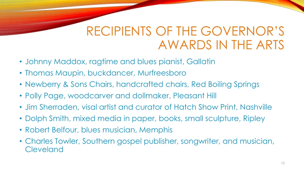 recipients of the governor s awards in the arts 1