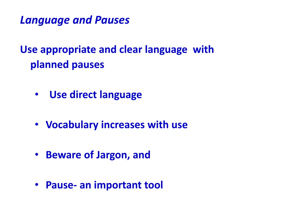 language and pauses