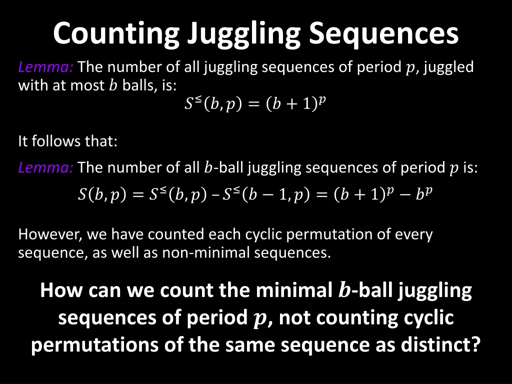 counting juggling sequences 2