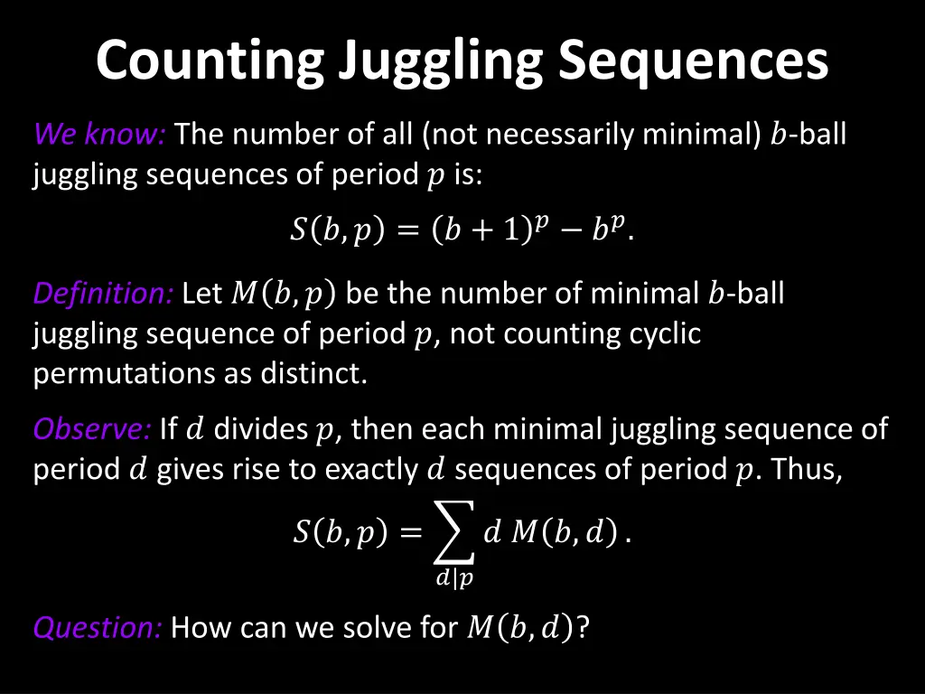 counting juggling sequences 3