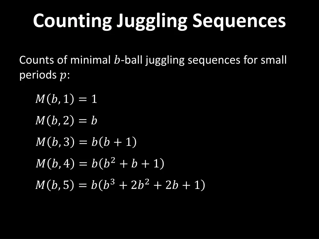 counting juggling sequences 5