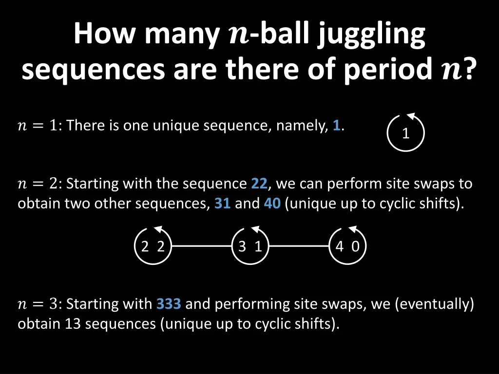 how many ball juggling sequences are there