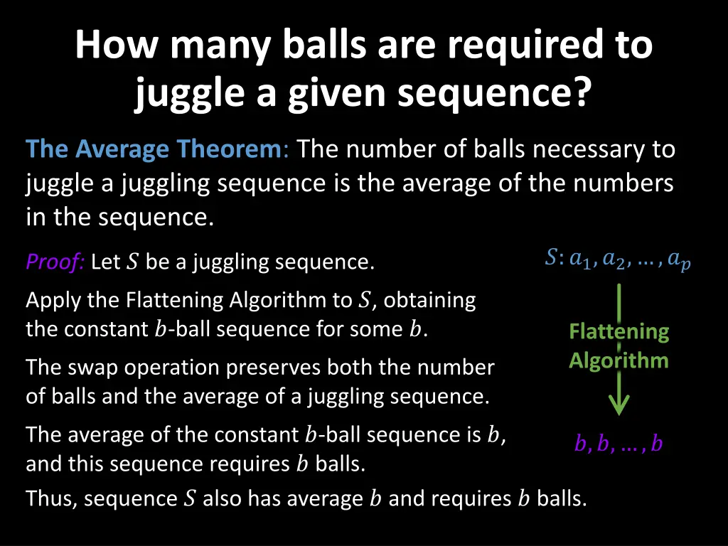 how many balls are required to juggle a given