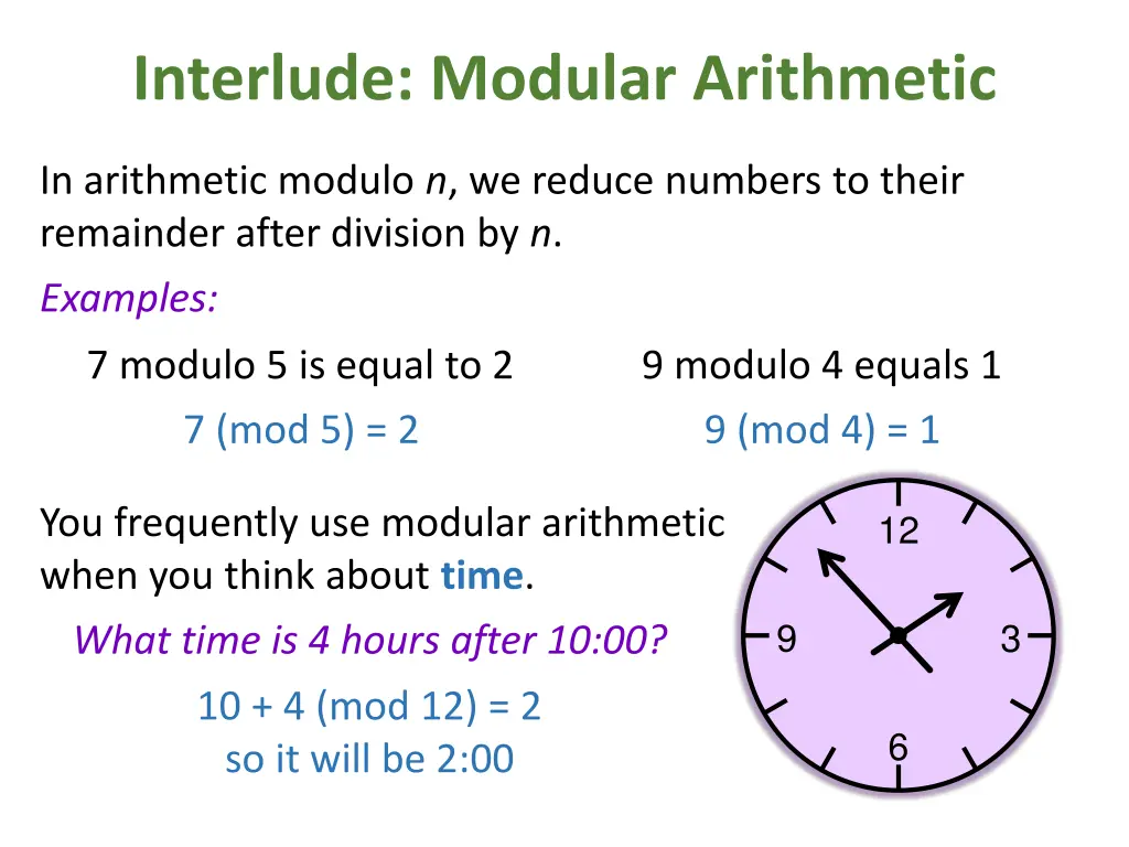 interlude modular arithmetic