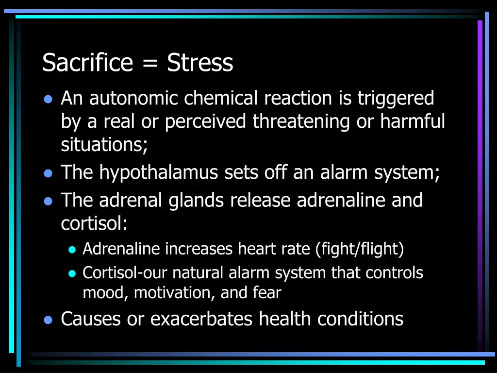 sacrifice stress an autonomic chemical reaction