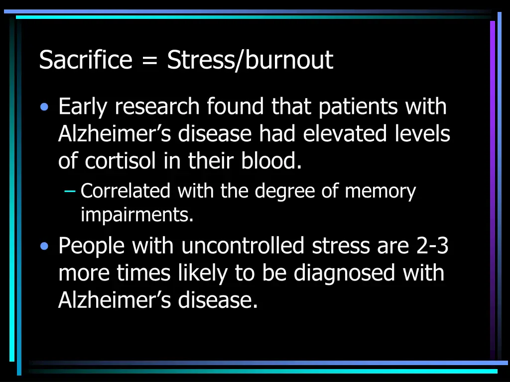 sacrifice stress burnout