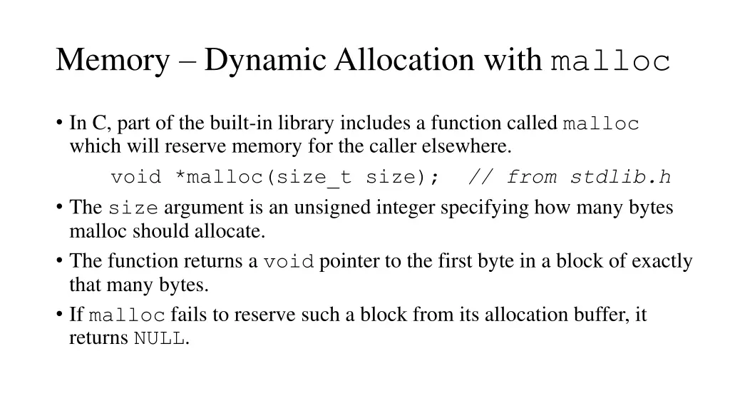 memory dynamic allocation with malloc 1