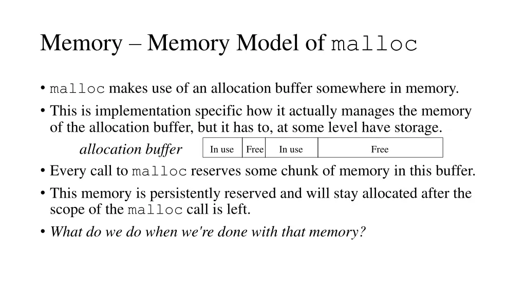 memory memory model of malloc